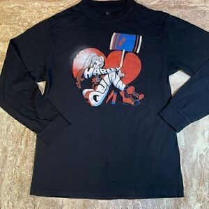 Harley Quinn Women Long Sleeve Black Tee Size L